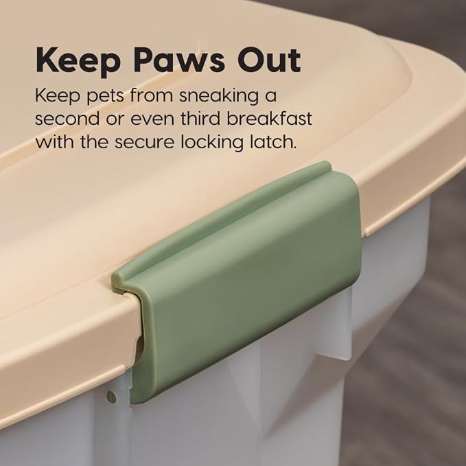 IRIS USA Dog Food Storage Container, Up to 40lbs, Almond/Pearl, Made in USA | Wheels for Mobility, Airtight Seal, BPA-Free, Best for Bird Seed, Cat food, Cat Litter, Chicken Feed, Pellets