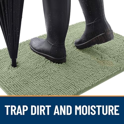 OLANLY Dog Door Mat for Muddy Paws 59x32, Super Absorbent Chenille Mud Mat