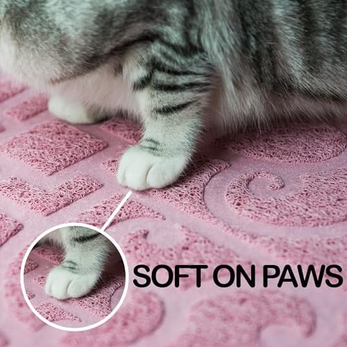 PetLike 2pk 30x18 inch Cat Litter Box Mat, Thick Kitty Litter Trapping Mat, Durable,Waterproof &Washable with Non-Slip Backing, Soft on Kitty Paws and Easy to Clean, BPA Free
