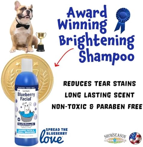 Combo Pack: Blueberry Facial® Shampoo & Blueberry-Clove Conditioner | Dogs & Cats | Combo Pack (2-12 oz.) Bottles | Brightener & Tear Stain Remover | Lasting Odor Eliminator | Adds Moisture