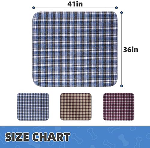 KOOLTAIL Washable Pee Pads for Dogs - Waterproof & Non-Slip Plaid Puppy Potty Training Pads, Reusable Whelping Pads, Dog Food Feeding Mat,Blue & Purple & Brown