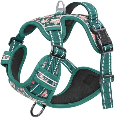 HEELE Dog Harness, Reflective, No Pull No Choke, Flower Grass Green, S