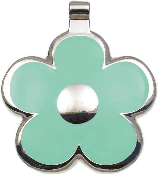 LuckyPet Flower Jewelry Pet ID Tag for Dogs and Cats, Easy to Read Personalized Engraving on Back Side, Large, Mint