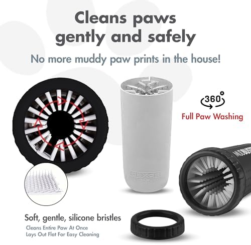 Dexas MudBuster Large Dog Paw Cleaner, Matte Black, Fits 2.5"-3.5" Wide Paws, Gentle Silicone Bristles for Quick, Easy Cleaning
