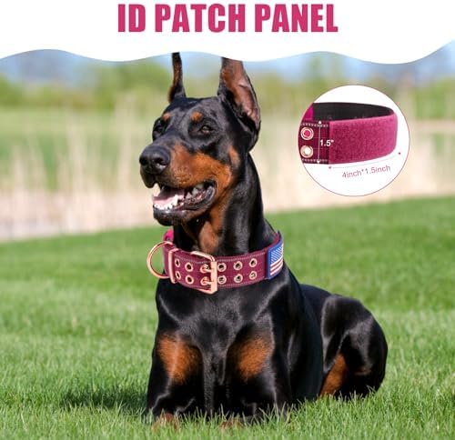 Heavy Duty Dog Collar for Medium Large Dogs,Wine Red,Medium