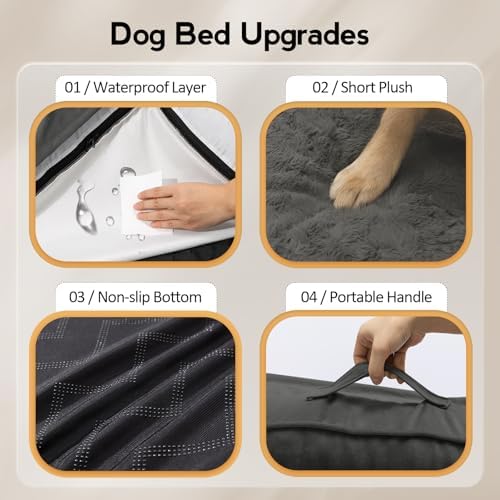 MEKIY Orthopedic Waterproof Dog Bed with Sides for Large Medium Dogs