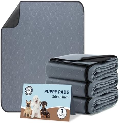 Bunlitent Reusable Puppy Pads 36" x 48", 3 Pack, Grey, Whelping pad
