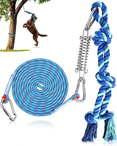 Petbobi Dog Tree Tug Toy, Outdoor Hanging Spring Bungee Tether, Large Dog