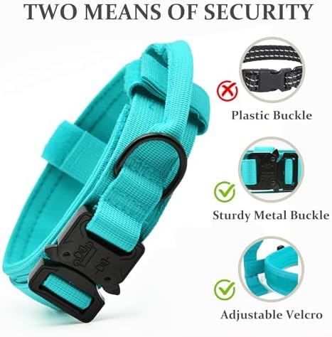 Tactical Dog Collar, Adjustable Military Training Nylon Pet Collar, Black M