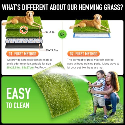 Hompet Artificial Grass for Dogs, 34"x21", Professional Dog Grass Mat, Easy to Clean with Drainage Holes, Potty Training Pad and Replacement Fake Grass Turf, Outdoor Rug Patio Lawn Decoration