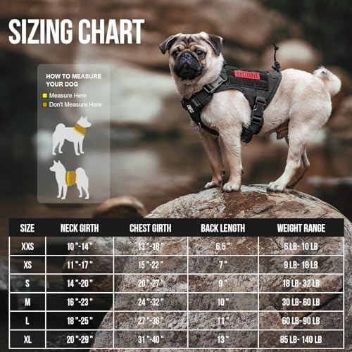 OneTigris Tactical Dog Harness with Handle for Small Medium Dogs Black S