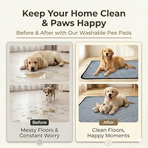 Washable & Reusable Pee Pads for Dogs (Grey,36x48,2 Packs)
