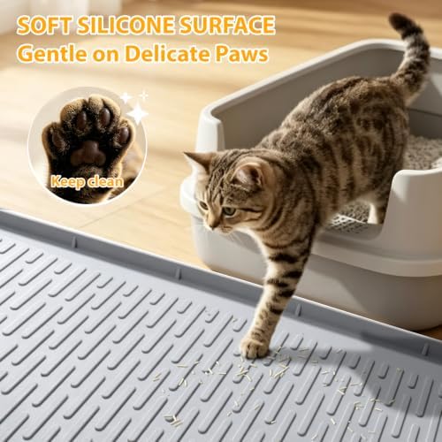 Cat Litter Box Mat, 47" x 35" Extra Large Silicone Cat Litter Mat