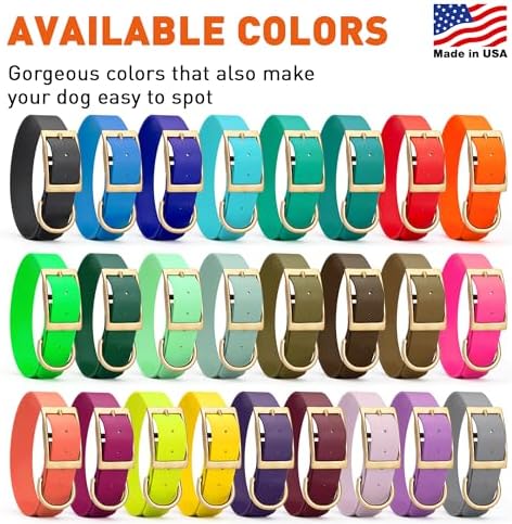 Viper Biothane Heavy Duty Waterproof Dog Collar Strong Coated Nylon Webbing w/Solid Brass Hardware Odor-Proof Easy to Clean High Performance Fits Small Medium or Large Dogs, Treasure Gold