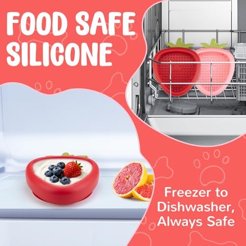 Freeze Dog Lick Bowl, Animire Non-Slip Slow Feeder Lick Mat for Dogs, Silicone Dog Enrichment Bowl for Distraction Anxiety Relief Boredom, BPA Free, Dishwasher Safe(Red,L)