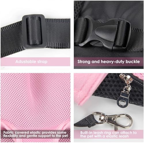 Pet Carrier Backpack, Adjustable Pet Front Cat Dog Carrier Backpack Travel Bag, Legs Out, Easy-Fit for Traveling Hiking Camping for Small Medium Big Dogs Cats Puppies (Pink, XL)