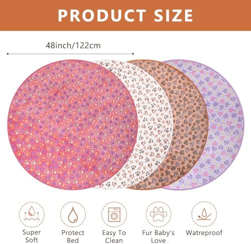 4 Pack Washable Whelping Pad Whelping Supplies Absorbent Reusable Puppy Training Pads Reusable Dog Mat for Floor Non Slip Washable Pee Mat for Dogs(Bright Color,48 Inch)