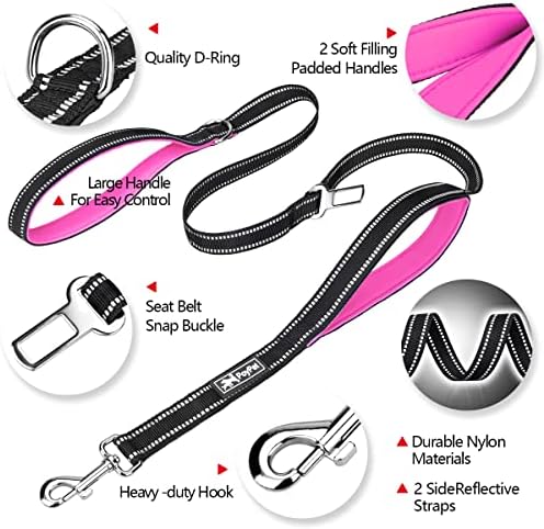 PoyPet 5 Feet Dog Leash with 2 Cushioned Handles (Pink)