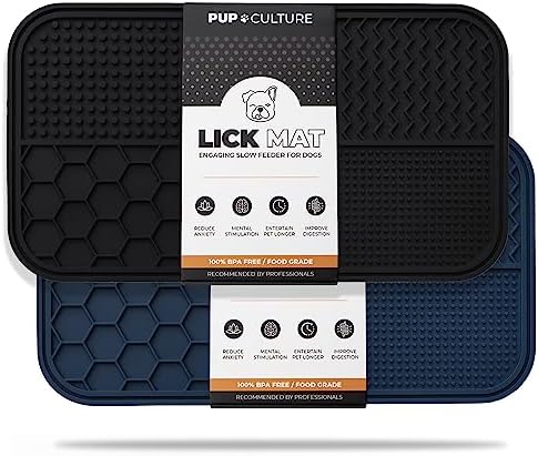 Pup Culture Dog Lick Mat for Dogs (2 Pack), Feeding Pad for Anxious Pets Plus 4 Different Puzzles for Mental Stimulation for Dogs - Supports Mental, Dental, and Digestive Health - Heavy Duty