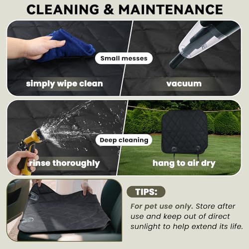 VIVAGLORY Dog Front Seat Cover Car Seat Protector, L, Heather Black, 2Pack
