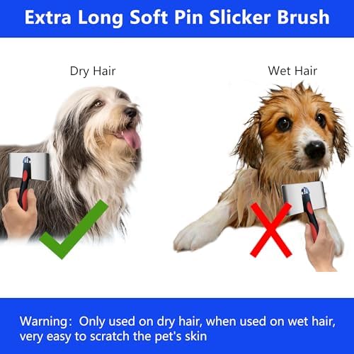 Slicker Brush for Dogs, Deshedding Dog Brush - Removes Loose Fur and Tangles, 1"" Extra Long Pins Go Deep Into The Undercoat, Professional Grade Dog Brush for Shedding, Large, Red