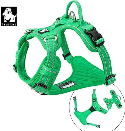 WINHYEPET True Love No Pull Dog Harness Extra Reflective Pet Harness for Small Medium Large Dogs Adjustbale for Running Walking Padded Soft Mesh Vest Easy Control TLH56512(Grass Green,XS)