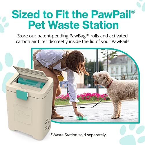 PawPail Scented Dog Poop Bags Refill with Carbon Filter - 1 Roll of 200 Standard Size Dog Waste Bags with Poop Filter - Mild Floral Scent, Leakproof, & Durable - For Pet Waste Station