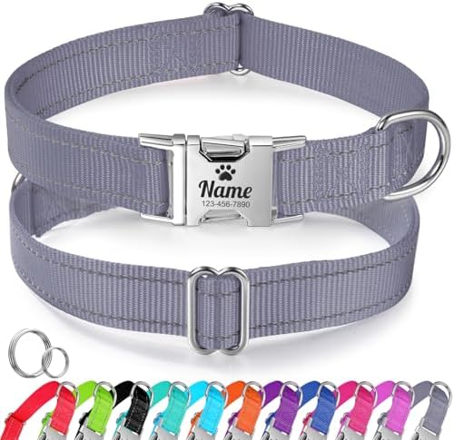 Silent Dog Collar Personalized with Name Phone Number Laser Engraved