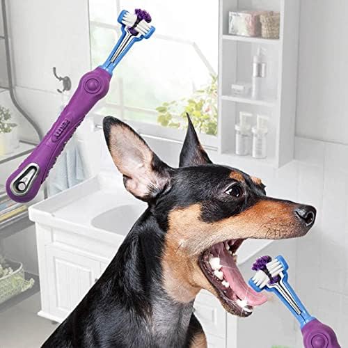 Orgrimmar 4 Pcs 3-Sided Pet Toothbrush Dog Cat Mouth Dental Teeth Care