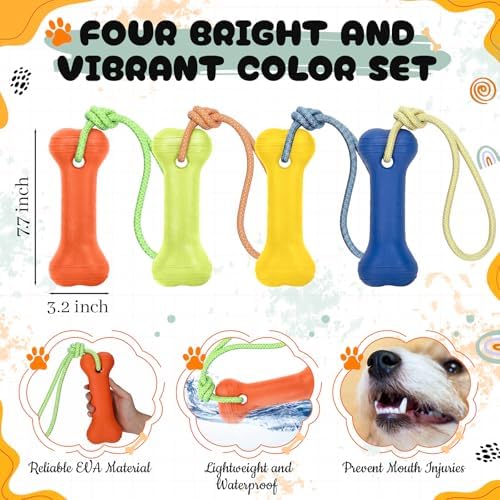 Skylety 4 Pack Floating Dog Toy with Rope Handle