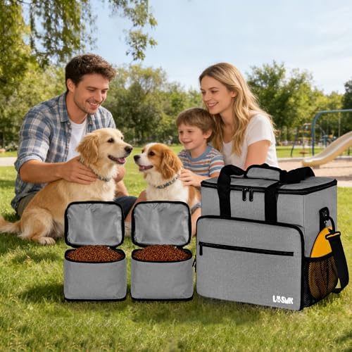 Dog Travel Bag, Large Pet Travel Set with Multi-Function Pockets