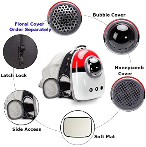 Back Expandable Cat Backpack Carrier, Fit up to 12 lbs, Hard Shell Bubble Dome Window Pet Transport and Carry Bag for Kitten Cat Bunny Rabbit and Small Puppy