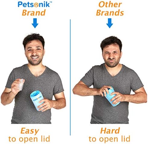 Dog Paw Cleaner | Easy To Open Lid, Soft Rubber Bristles, Quick Pet Feet Cleaning | Portable Paw Washer for Medium Dogs and Cats - Blue