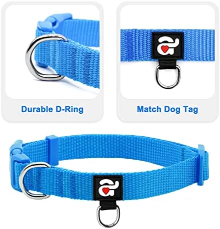 azuza 3 Pack Dog Collars, Nylon Dog Collars for Puppy Small Dogs, Blue, XS