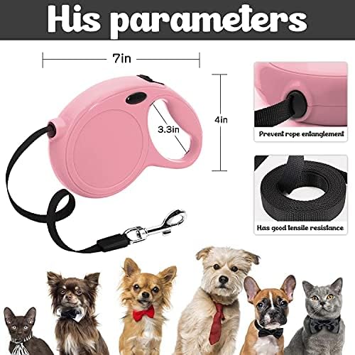 Automatic Retractable Dog Leash,16-Foot High-Density Braided Rope Upgraded Version Buckle Lock,One-Hand Pause,Lock Suitable for Small and Medium Sized Dogs Pink Dog Leash Retractable,