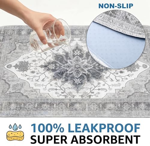 Washable Pee Pads for Dogs,Great Urine Absorbent Reusable Puppy Training Pads,Waterproof,Leak-Proof & Non-Slip Potty Pads for Whelping,Crate,Playpen,Bed.(Gray Floral,54"x54")