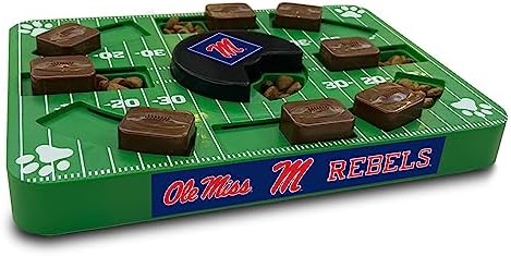 Pets First NCAA Mississippi OLE Miss Rebels Puzzle Toy, Puzzle Treat Dog Toy, Interactive Dog Treat Toy, Dog Puzzle