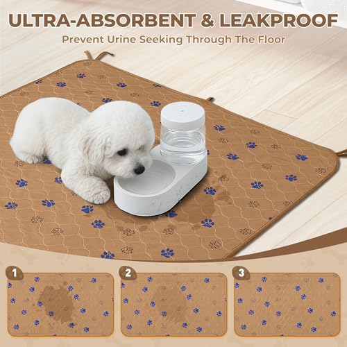 Fostanfly Washable Pee Pads for Dogs, Leak-Proof, 36"x72"-2 Pack, Brown