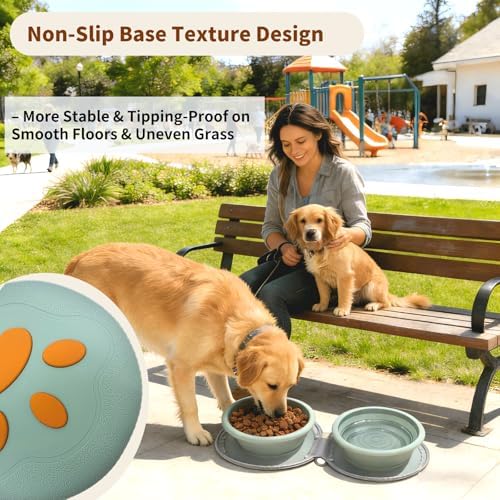 2-in-1 Collapsible Dog Travel Bowl Portable Silicone Carabiner
