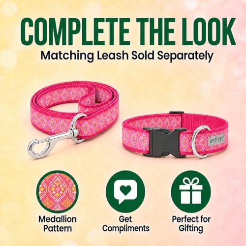 THE WORTHY DOG Summer Print, Adjustable Dog Collar, Large Dogs, Medallion