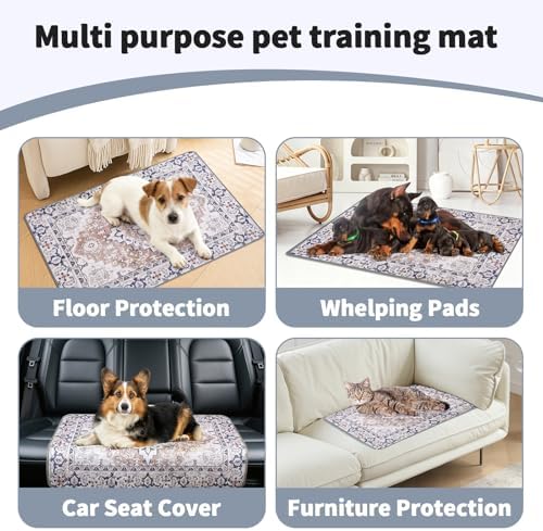 Washable Pee Pads for Dogs and Cats 2 Pack Reusable Puppy Training Pads 41"x36" Super Absorbent Waterproof Dog Training Pads, Non-Slip and Leak-Proof Whelping Pads for Pet Housebreaking Light Brown