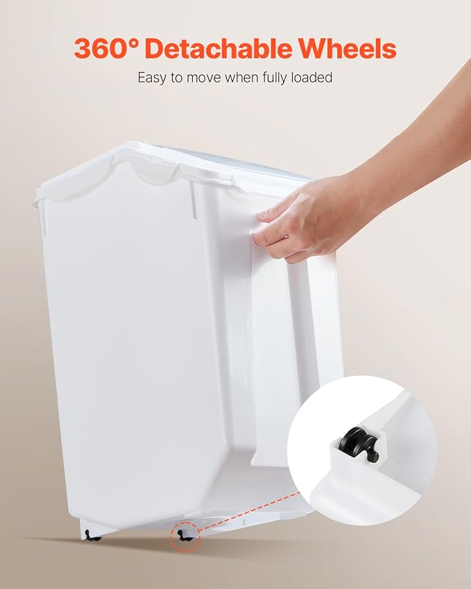 VEVOR Rice Storage Container, 4.5Gallon/20L Capacity Large Dog Food Dispenser Bin, Kitchen Ingredient Grain Cereal Flour Bin, Pet food Containers with Wheels, Measuring Cup, Airtight Lid, 1 Pack