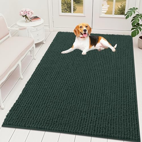 OLANLY Dog Door Mat for Muddy Paws 59x35, Extra Absorbent Chenille Mud Mat
