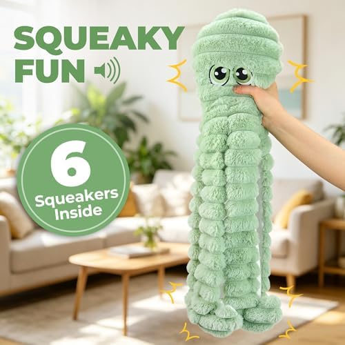 PrimePets Dog Toys for Large Dogs, 27” Extra Large Plush Octopus Dog Toy, Crinkle Squeaky Dog Toy for Small Medium Large Breeds, Interactive Stuffed Chew Toys to Keep Them Busy, Green