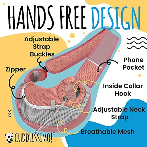 Cuddlissimo Small Dog Sling Carrier, Pet Cat Sling, Puppy Pouch - Red-S