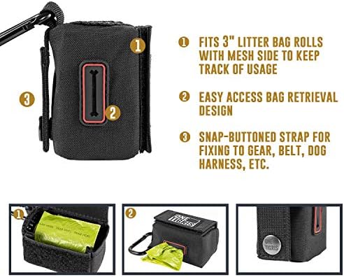 OneTigris Waste Bag Dispenser Mini Pouch Holder for Dog Cat Poop Bag & Baby Diaper Bag (Black)