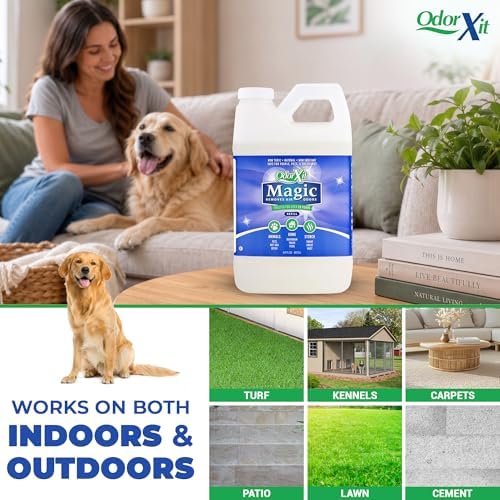 OdorXit Magic Air Odor Neutralizer Spray, Powerful Dog & Cat Urine Odor Neutralizer, Safe Air Refresher for Home, Safe Odor Absorber for Pet, Closet & Any Strong Odor Remover, 64oz