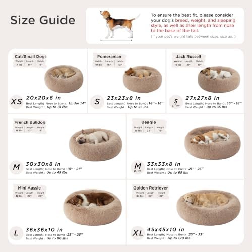 Bedsure Calming Dog Bed Medium Size Dog Donut Washable Pet Bed,30ins Copper