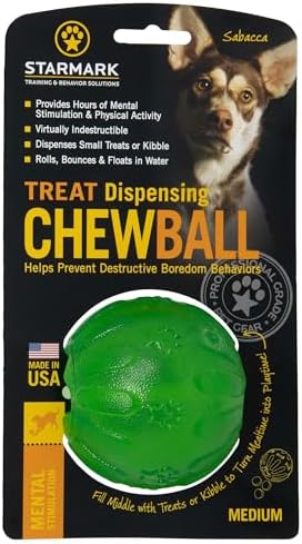 Starmark Treat Dispensing Chew Ball Tough Dog Toy Medium