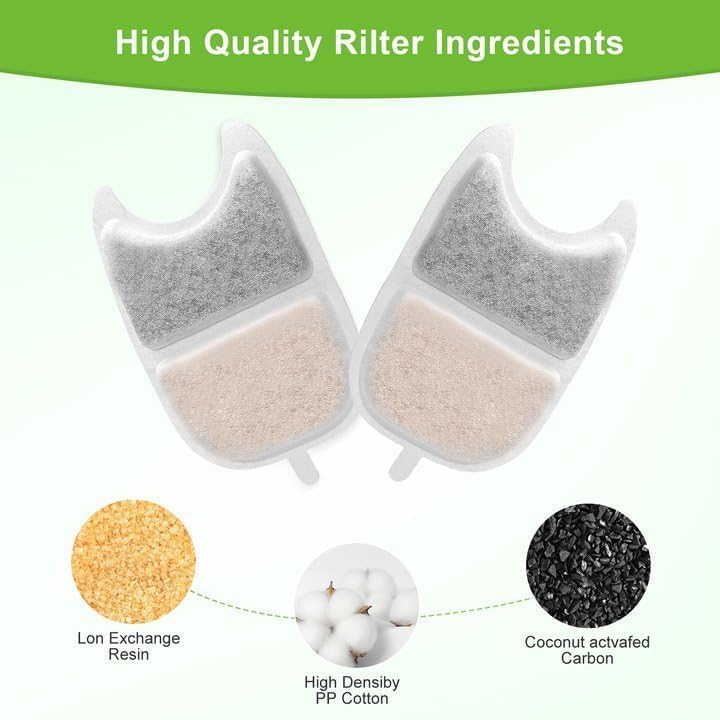 12 Set Replacement Filters & Sponges for 135 fl oz/4L Wilreless Cat Water Fountain，Triple Filtration Pet Fountain Filter Replacement Compatible with Feelneedy 4L Wilreless Cat Water Fountain